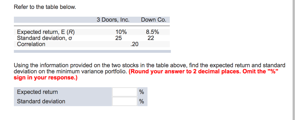  Refer to the table below. Using the information provided on the