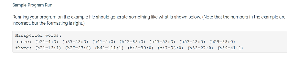 function for a Bloom filter from the previous homework, implement a full