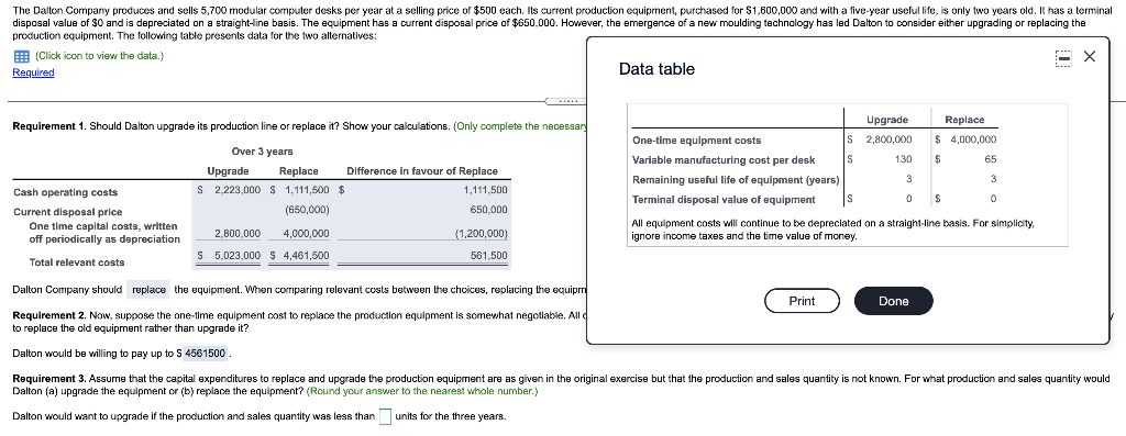 please answer requirement 3 and show the steps. thank you The Dalton