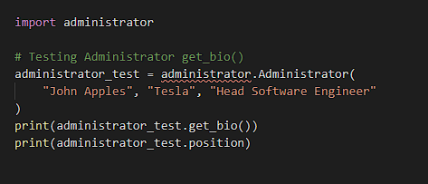 for position: Class and test code provided below: Question: Class Employee code: