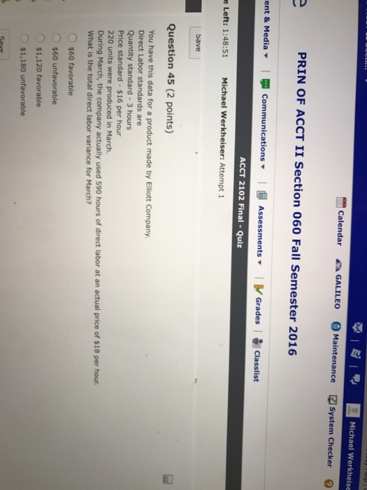  You have this data for a product made by Elliott Company.