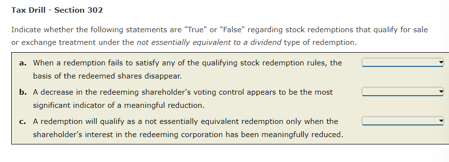  Indicate whether the following statements are "True" or "False" regarding stock