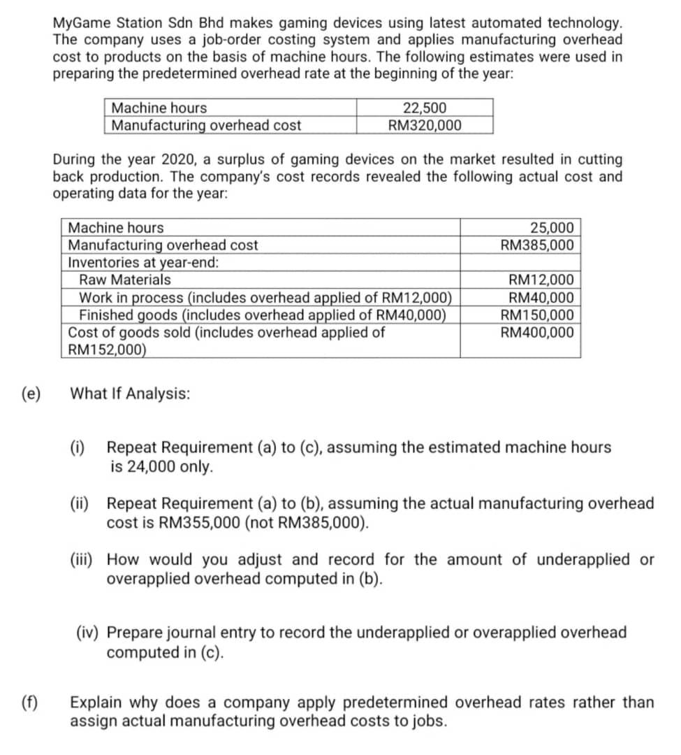 latest automated technology The company uses a job-order costing system and applies