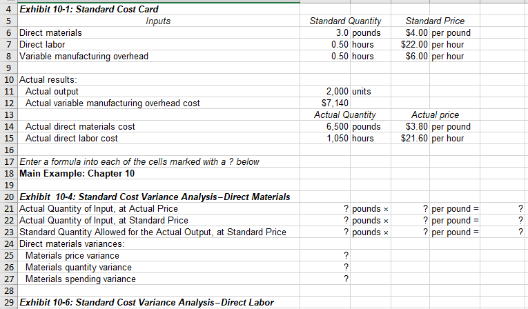 Where there are ? marks, there needs to be a FORMULA. Thank