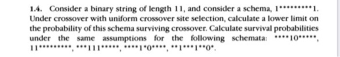 Please answer 1.4 write neatly 1.4. Consider a binary string of length