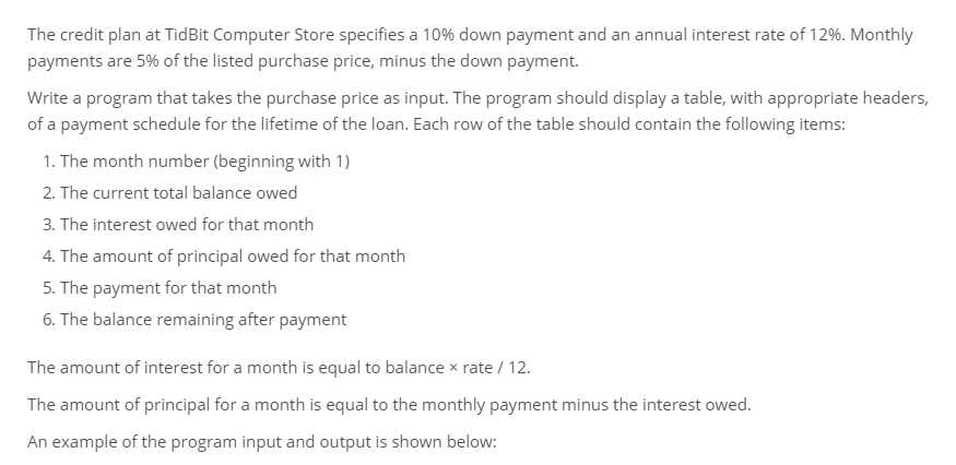 Can anyone write the code using the while loop The credit plan