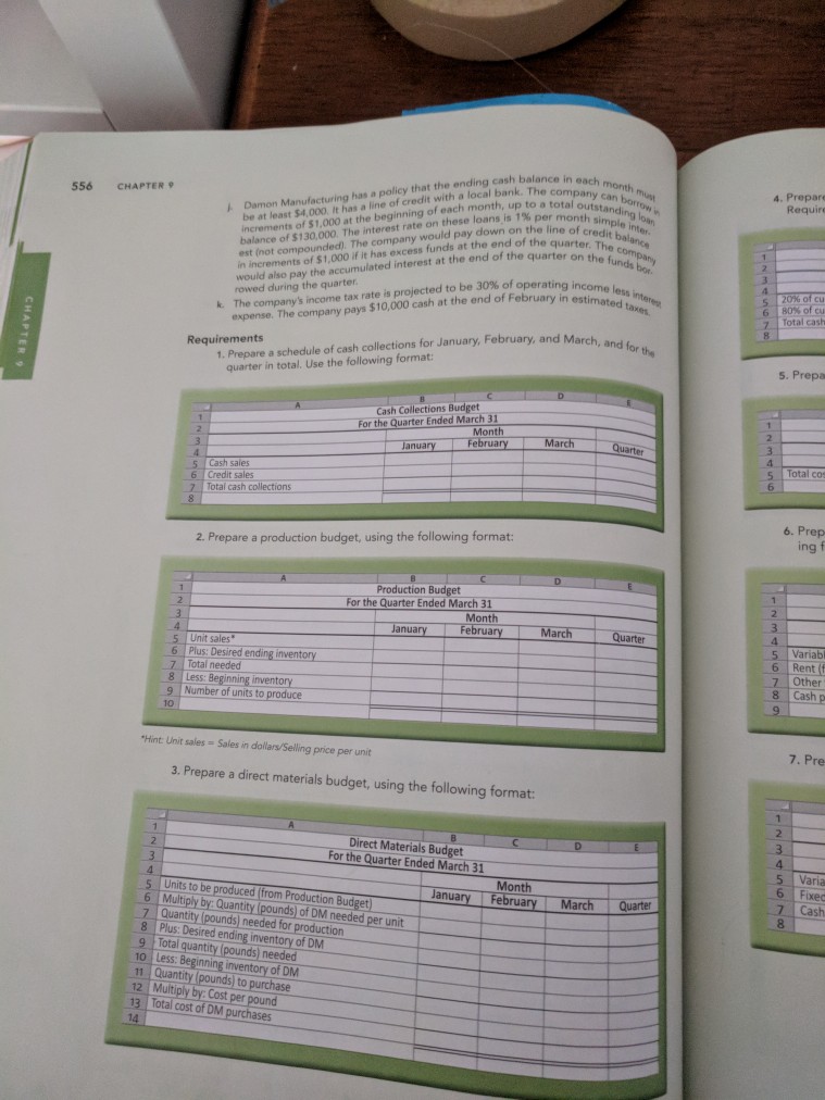 chapter 9 P9-55A on page 555 555 The Master Budget ROBLEMS Group