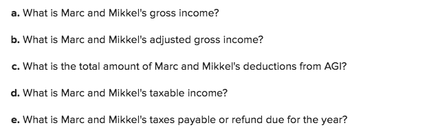 following information applies to the questions displayed below.] Marc and Mikkel are