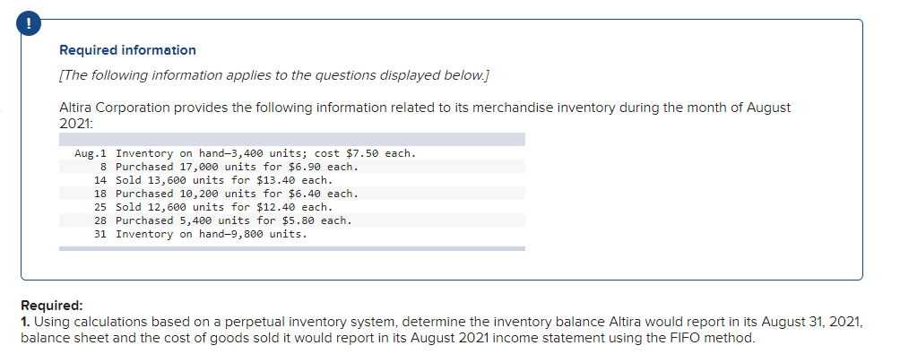 Everything is right except the units sold under the Aug. 25 column