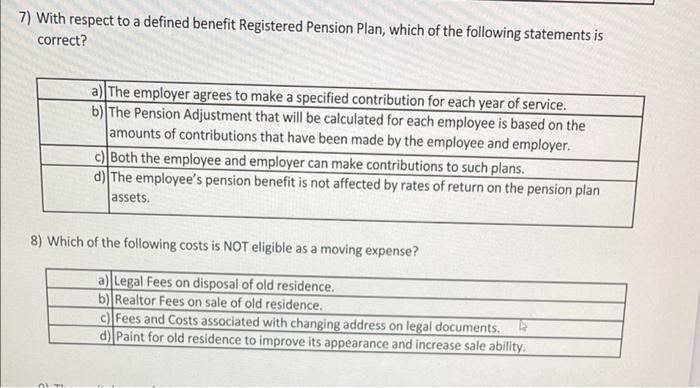  7) With respect to a defined benefit Registered Pension Plan, which