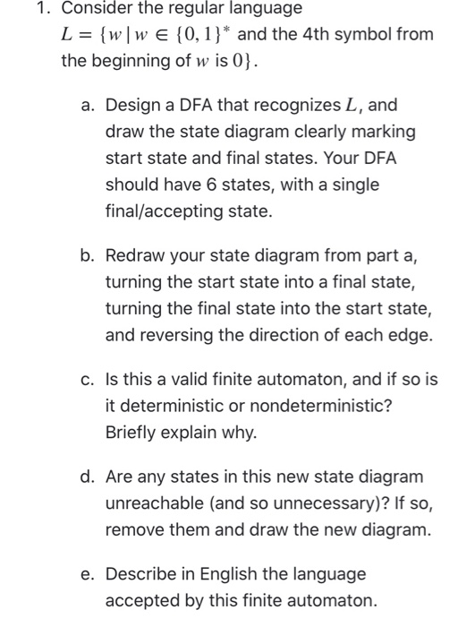  1. Consider the regular language L = {ww E {0,1}* and