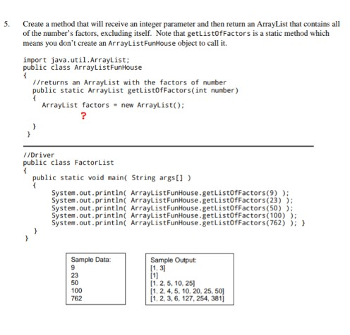  I need help getting started S. Create a method that will