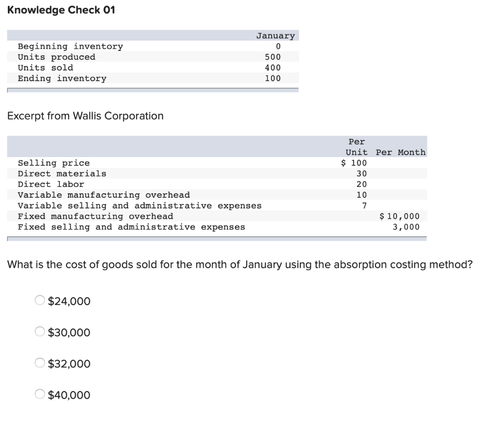 whether each cost item is treated as a period cost or product