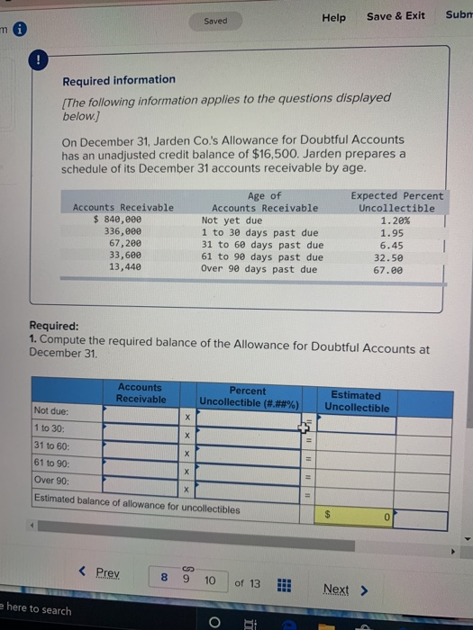  Saved Help Sub Save & Exit m ! Required information (The