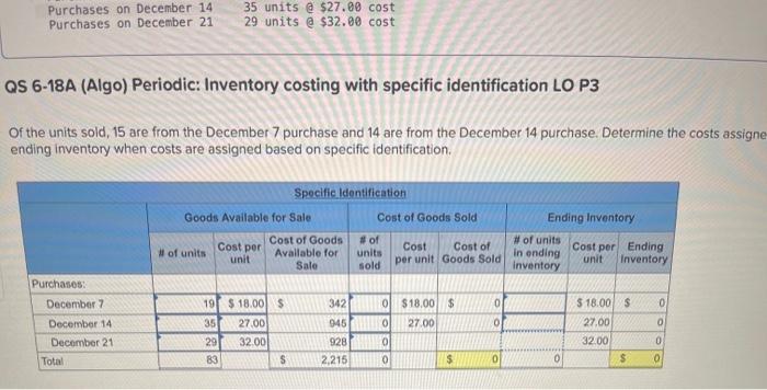 for the Quick Study below. (Algo) (15-18) [The following information applies to