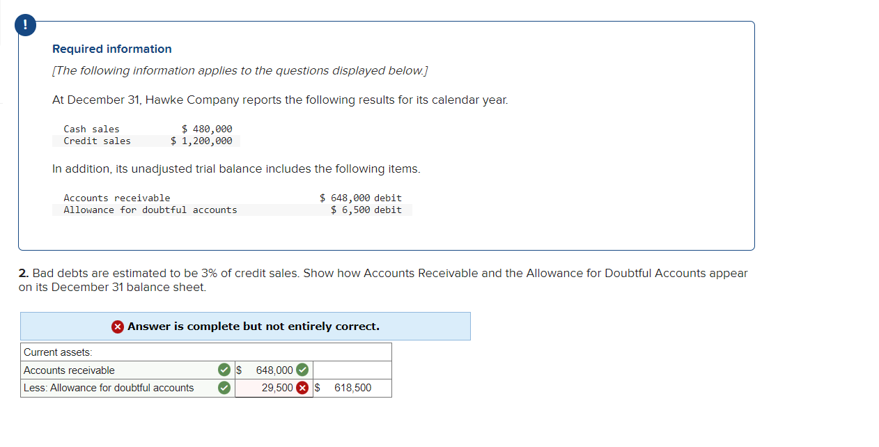 entry to record bad debts under each separate assumption. a. Bad debts