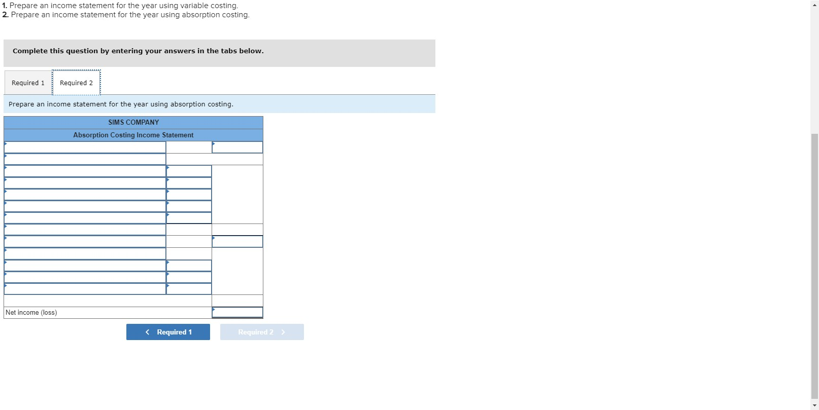 1, 2019. Its cost and sales information for this year follows. A