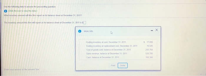  Use the following data to answer the proceeding question Click the