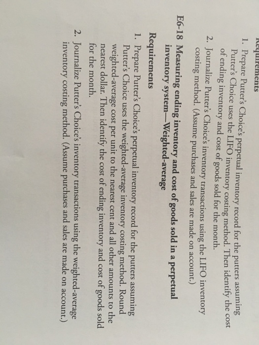 clubs. The sales price of eac putter is $119. Company records indicate