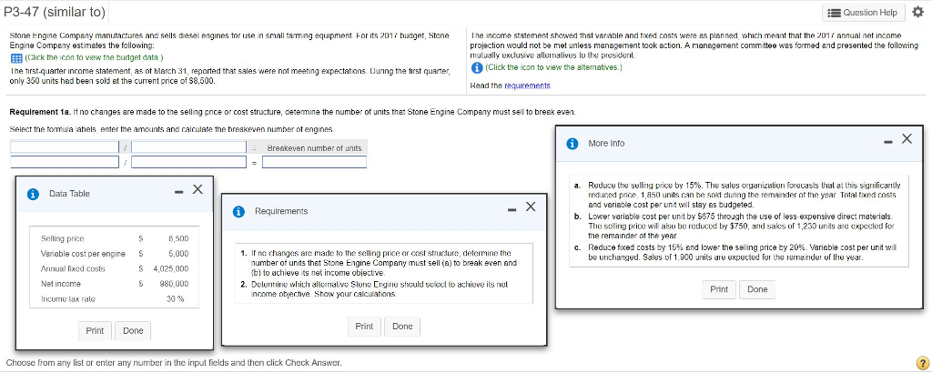  P3-47 (similar to) Question Help * come statement showed tha vera