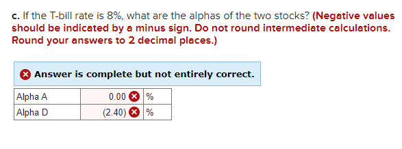 on two stocks and the market index in two scenarios: c. If