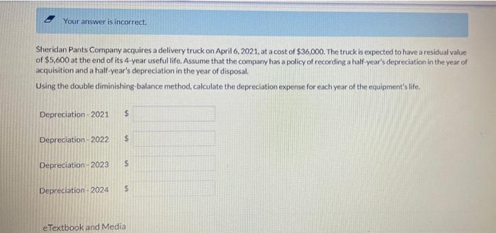 i want correct answer Your answer is incorrect. Sheridan Pants Company acquires