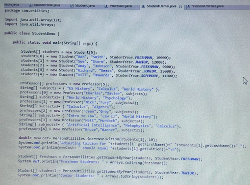 Method getStudentsByYean will take an arfoy of Student and a StudentYear enum.