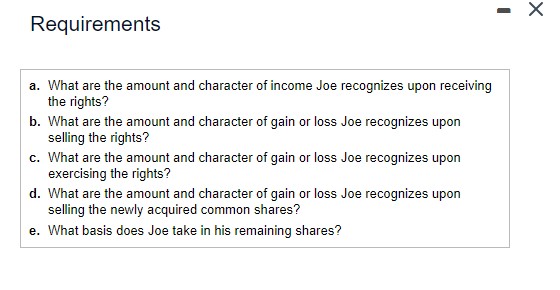 What are the amount and character of income Joe recognizes upon receiving