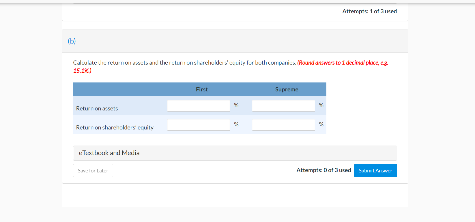 Calculate the return on assets and the return on shareholders' equity