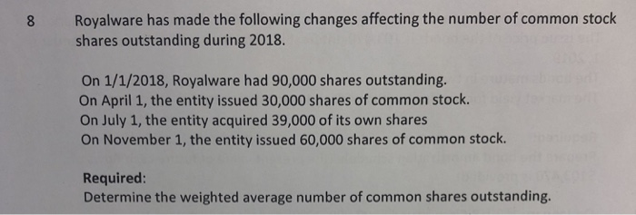  8 Royalware has made the following changes affecting the number of