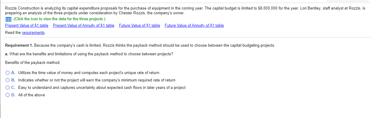 Projected cash inflows $ 4,000,000 $ 3,000,000 $ 4,000,000 5 Year 1
