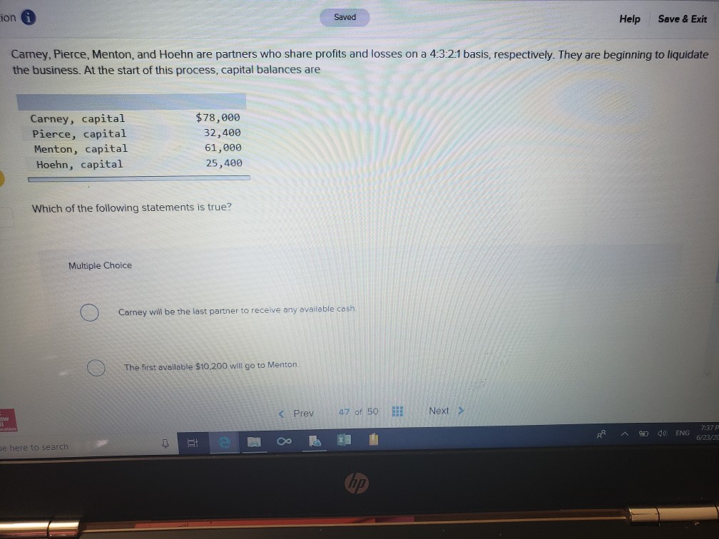 ion Saved Help Save & Exit Carney, Pierce, Menton, and Hoehn