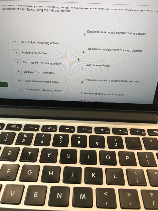  statement of cash flows, using the indirect method. Decrease in accounts