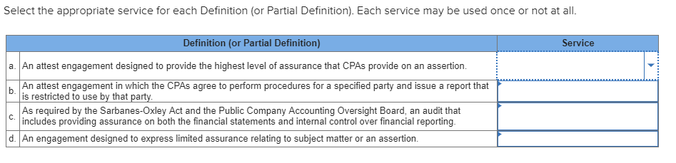 of internal control e. IInternal auditor CPAs become involved in a variety