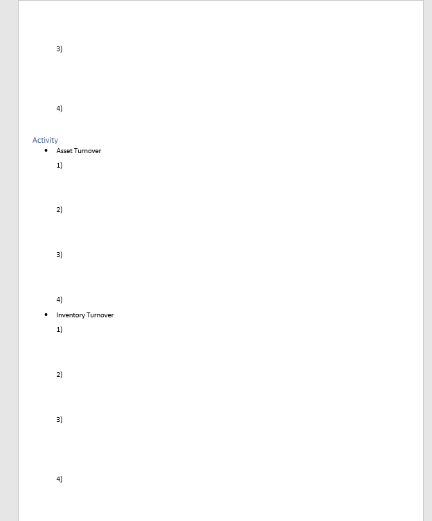 company for the past two years to each other, then compare the