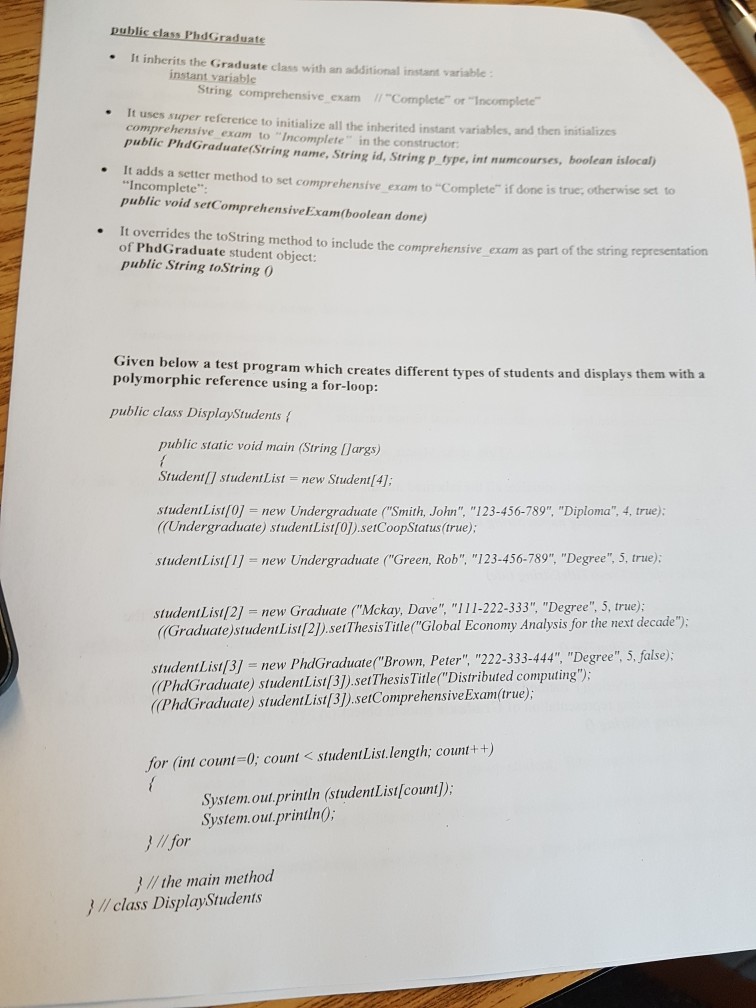 below so it gets the output posted below. Test Program: public class