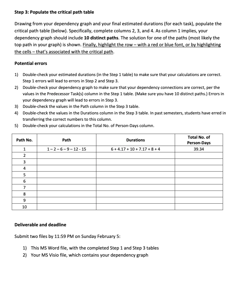 For Assignment \#1 you will use MS Visio's PERT chart extension to