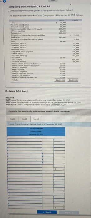  computing profit margin LO P3, A1, A2 The following information applies