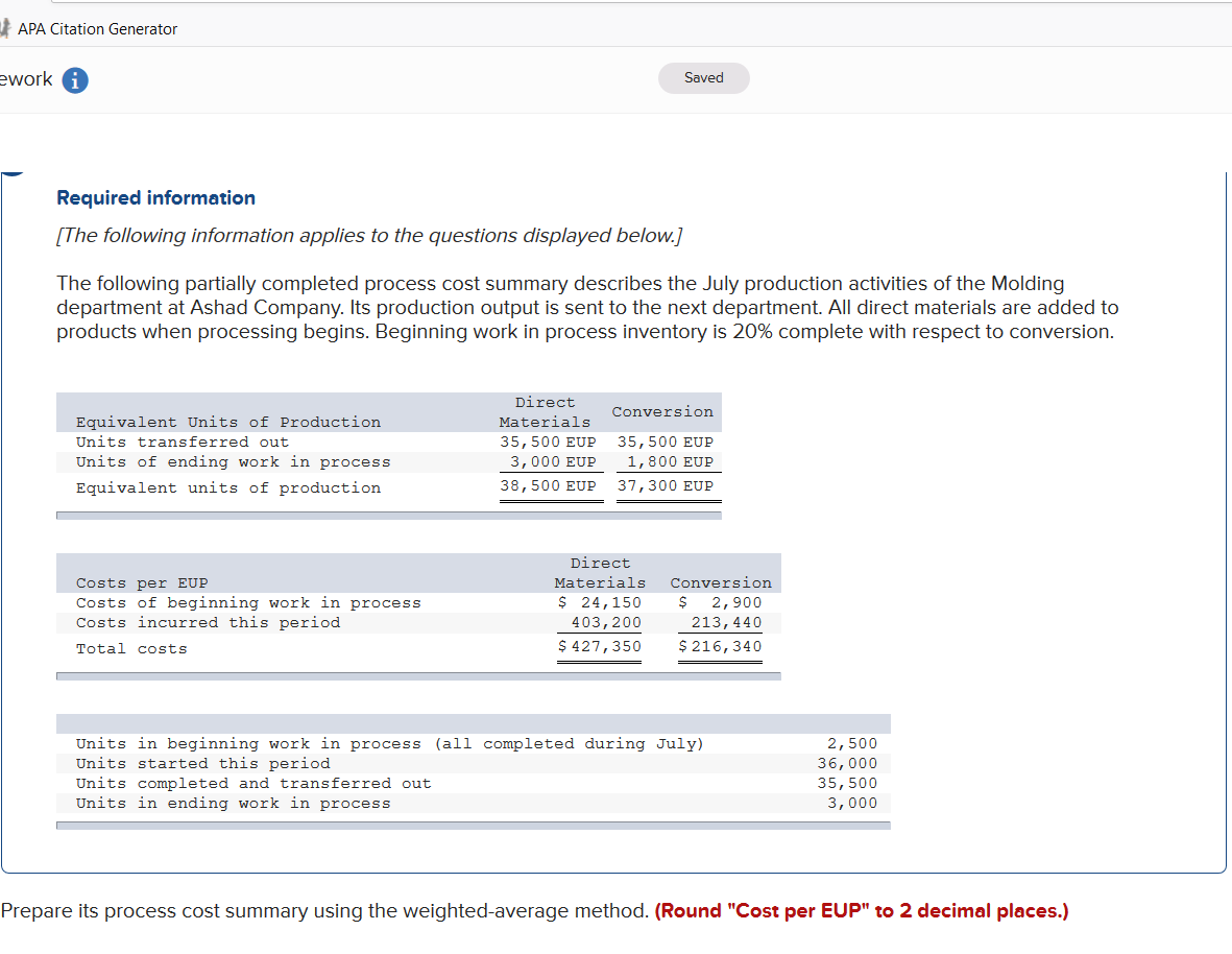 APA Citation Generator ework Saved Required information [The following information applies