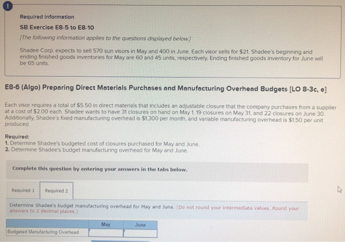 Shadee's beginning and ending finished goods inventories for May are 60 and