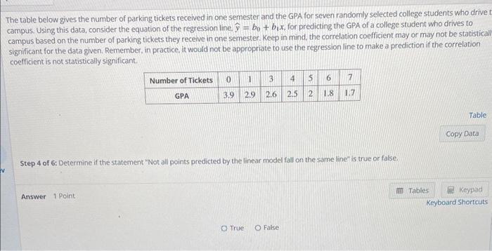 to campus. Using this data, consider the equation of the regression line,