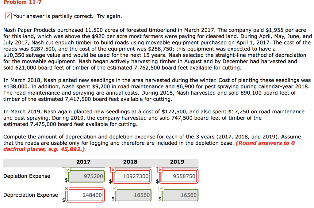  Problem 11-7 Your answer is partially correct. Try again Nash Paper