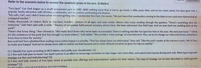 the end. (5 Marks) punts "Fun Spot" Fun Park began as a