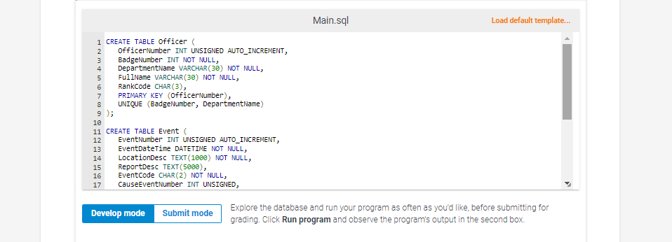 the Vehicle and VehicleEvent tables with columns matching the table diagram above