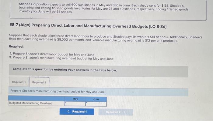 40 shades, respectively. Ending finished goods inventory for June will be 55