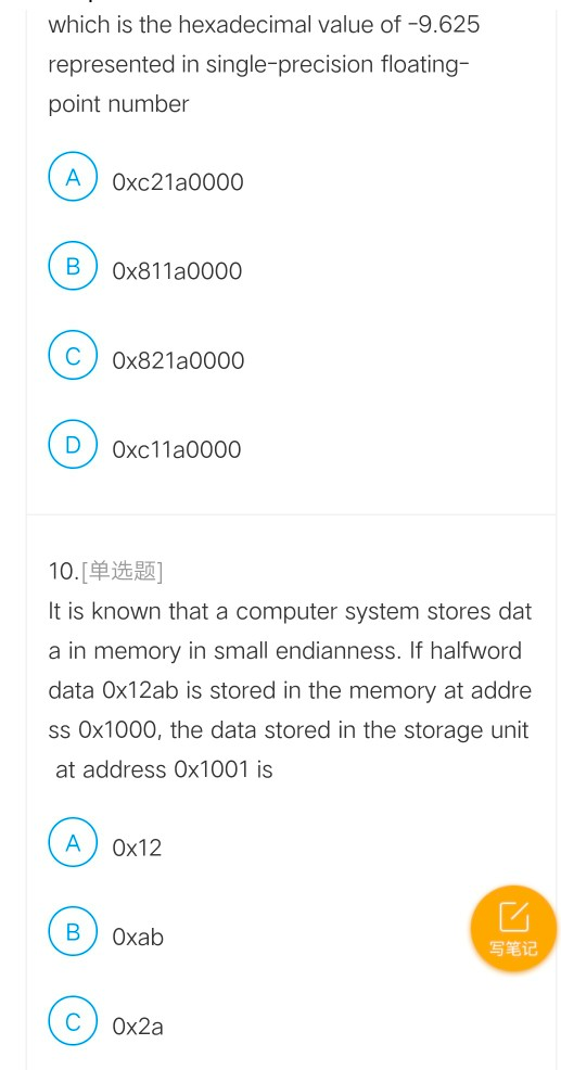 numbers (D) ASCII 3.[ ] What encoding is used for signed numbers