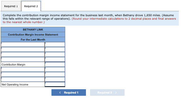 Income Statement [LO 5-3, 5-5) Bethany Link delivers parts for several local