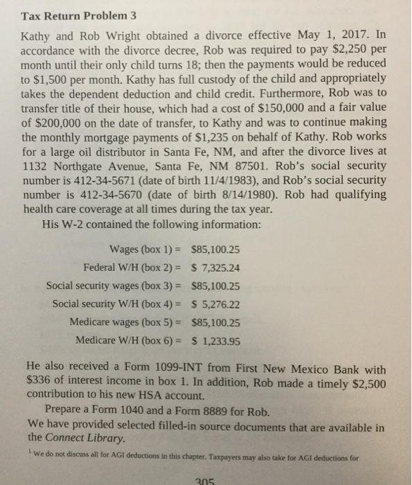 Tax return problem Tax Return Problem 3 Kathy and Rob Wright