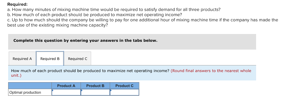 these products follow: Product A. Selling price per unit Direct materials Direct