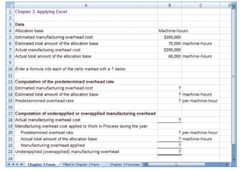  1 Chapter 3: Applying Excel 2 3 Data 4 Allocation base